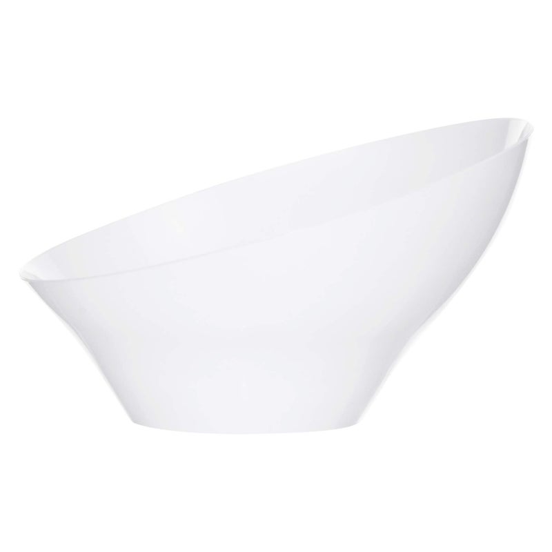 PLASTICPRO Disposable Angled Plastic Bowls Round Large Serving Bowl, Elegant for Party's, Snack, or Salad Bowl, White, Pack of 4 - Image 1